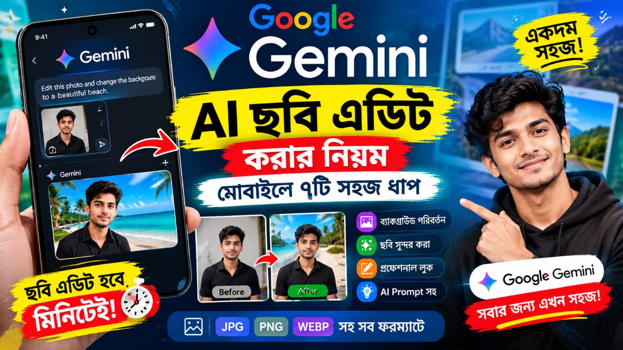 Google Gemini দিয়ে AI ছবি এডিট করার নিয়ম: মোবাইলে ৭টি সহজ ধাপ